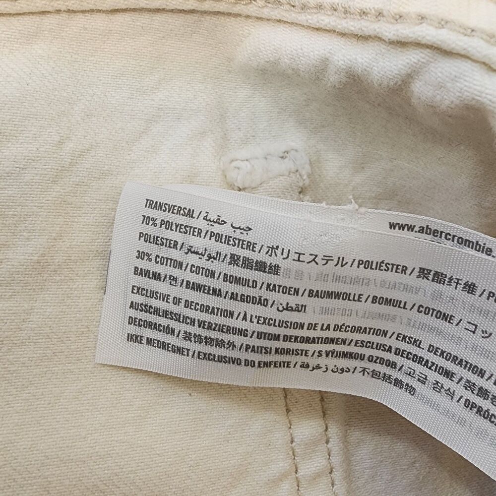 Abercrombie & Fitch The Loose Short High Rise Belt 32/18 Cream Denim 40" Waist - Picture 8 of 9